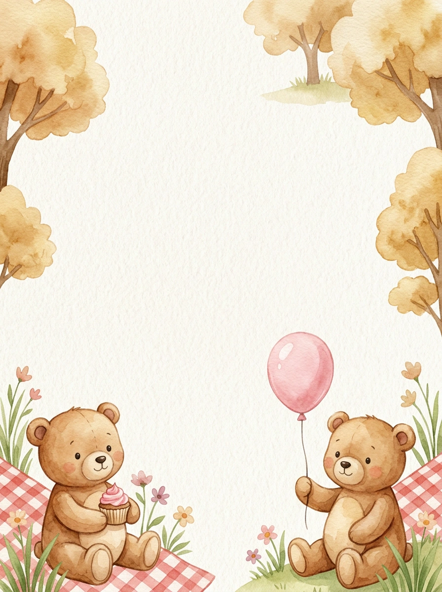 Teddy Bear Picnic — a free pink birthday invitation template on InviteDrop