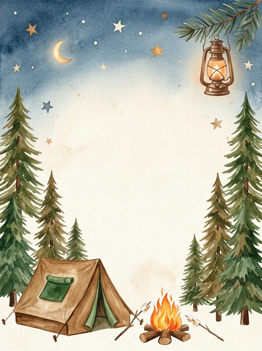 Camping Adventure — a free pink birthday invitation template on InviteDrop