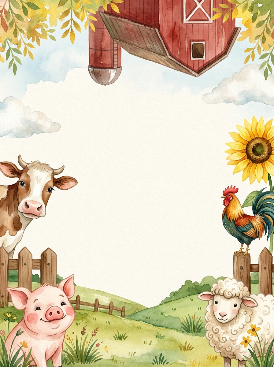 Barnyard Farm — a free gold birthday invitation template on InviteDrop