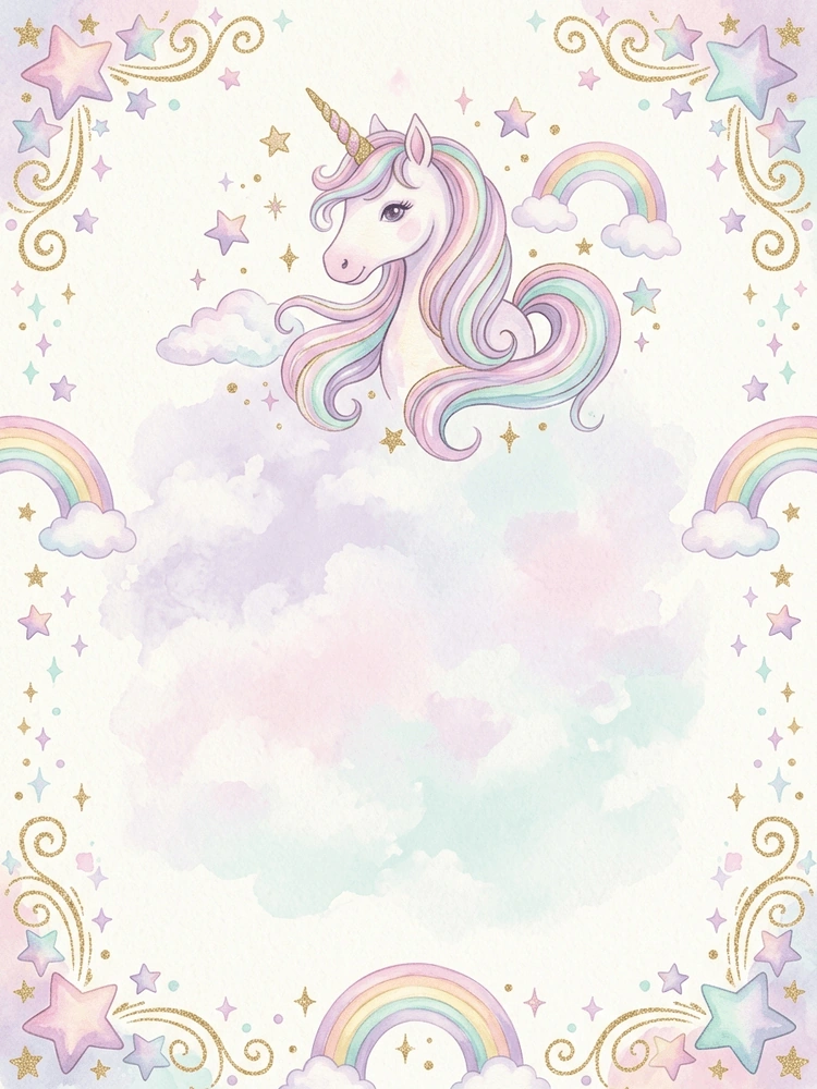 Unicorn Magic — a free pink birthday invitation template on InviteDrop