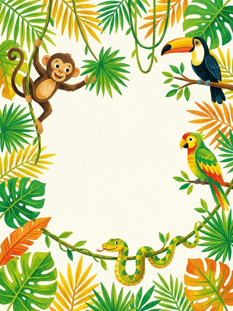 Jungle Party — a free pink birthday invitation template on InviteDrop