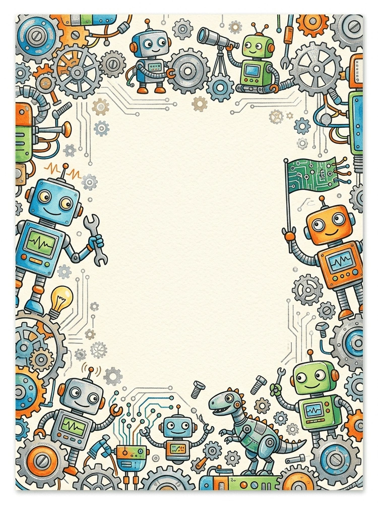 Robot Workshop — a free pink birthday invitation template on InviteDrop