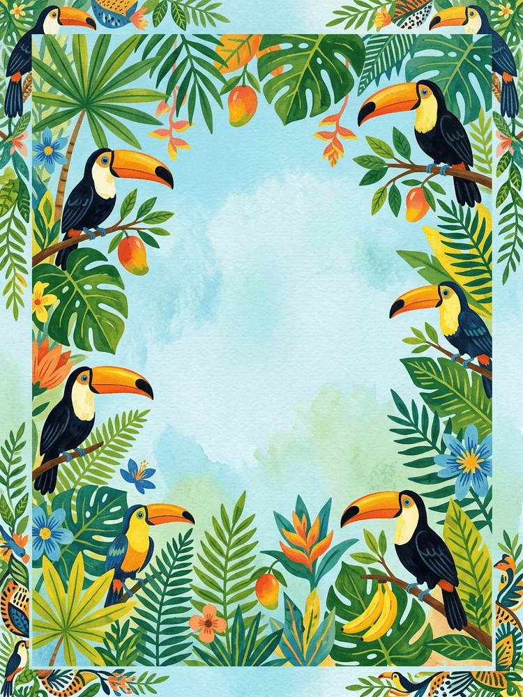Tropical Toucans — a free playful birthday invitation template on InviteDrop