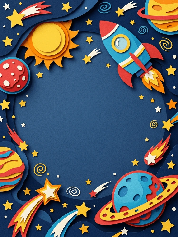 Paper Cut Rocket Ship — a free pink birthday invitation template on InviteDrop