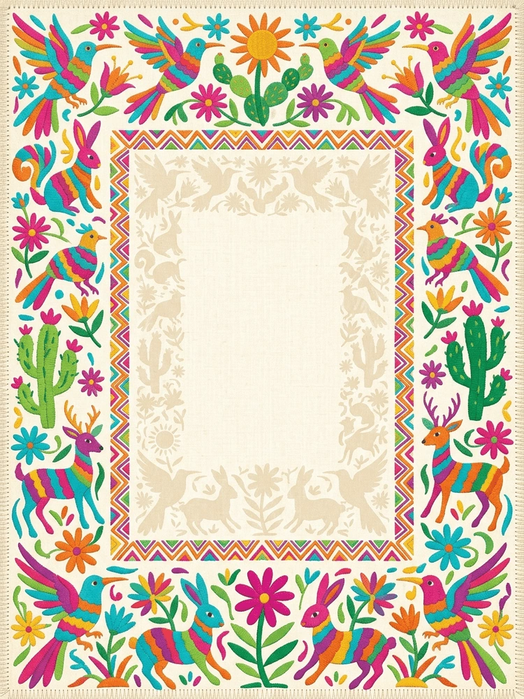 Otomi Fiesta — a free pink birthday invitation template on InviteDrop