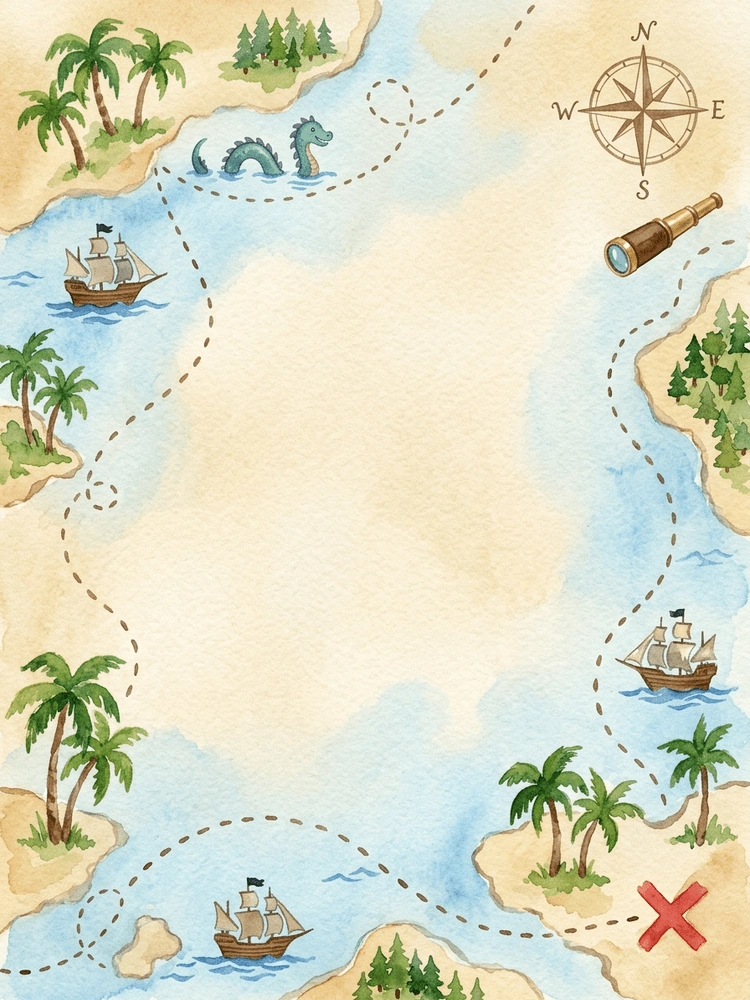 Watercolor Treasure Map — a free watercolor birthday invitation template on InviteDrop