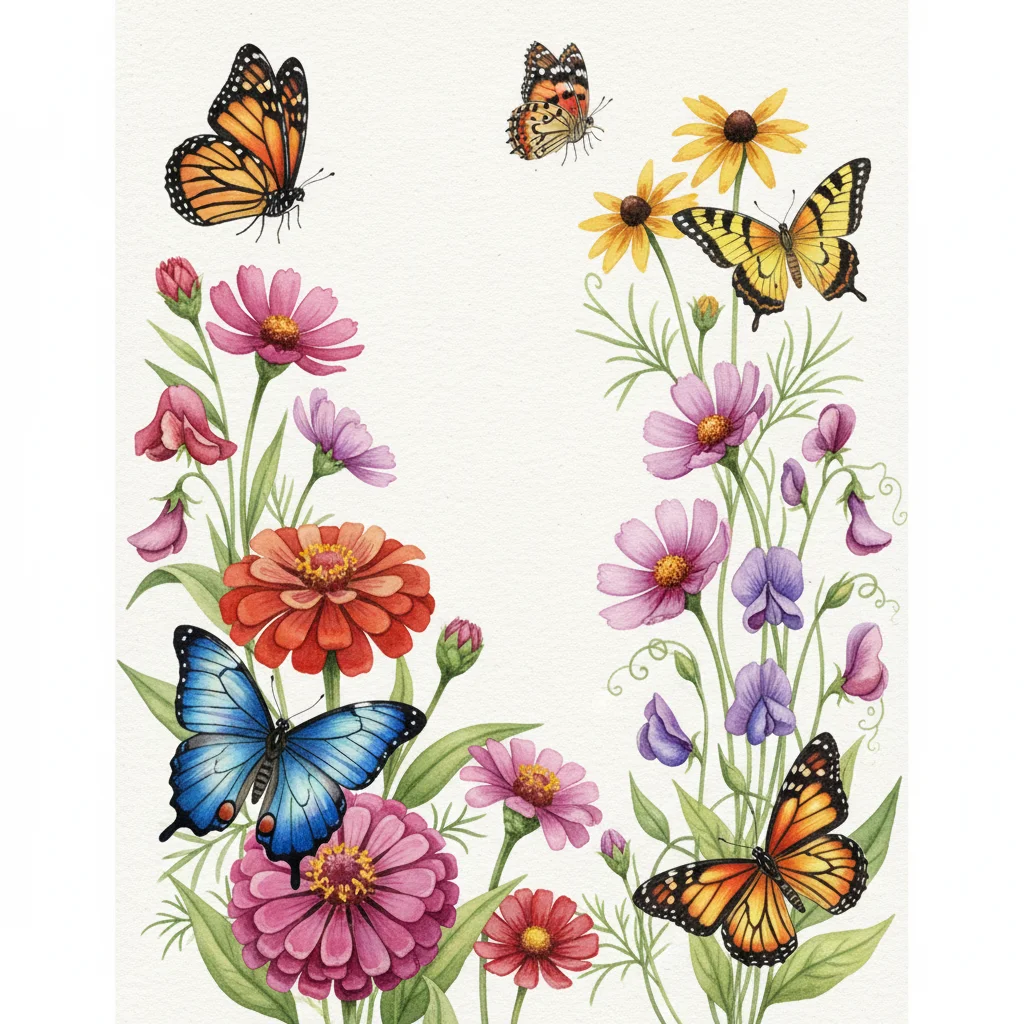 Butterfly Garden — a free botanical birthday invitation template on InviteDrop
