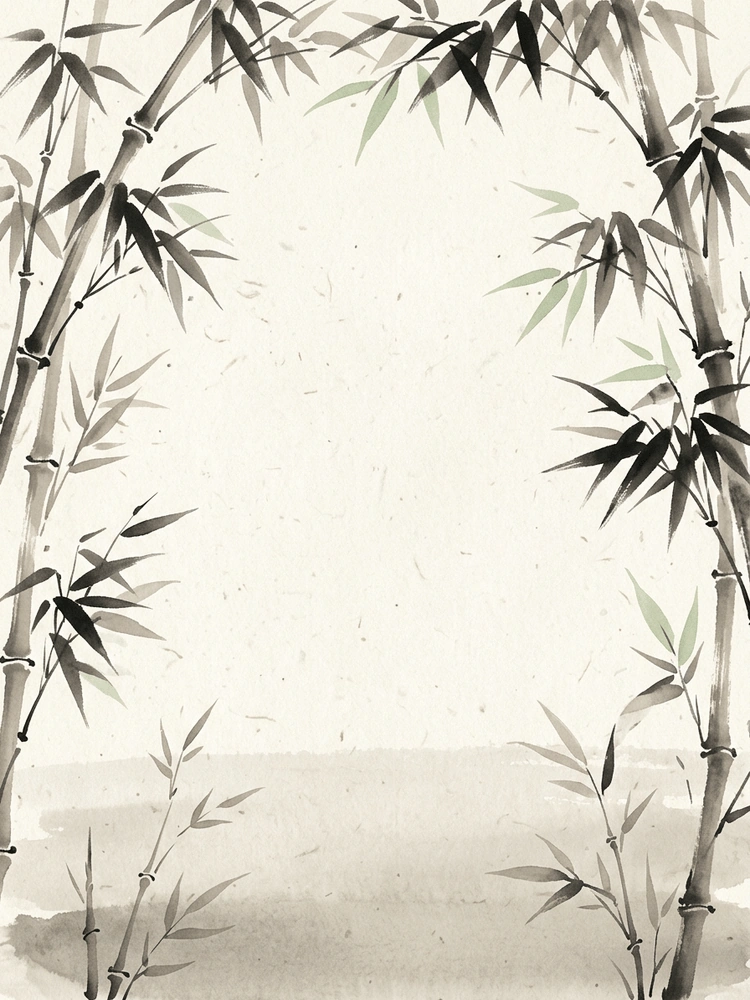 Sumi-e Bamboo memorial invitation template
