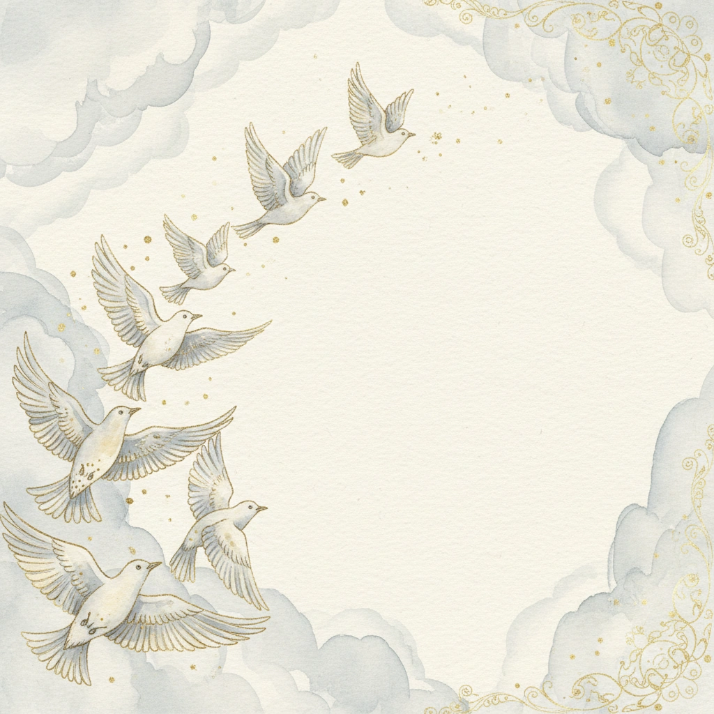 Birds in Flight memorial invitation template