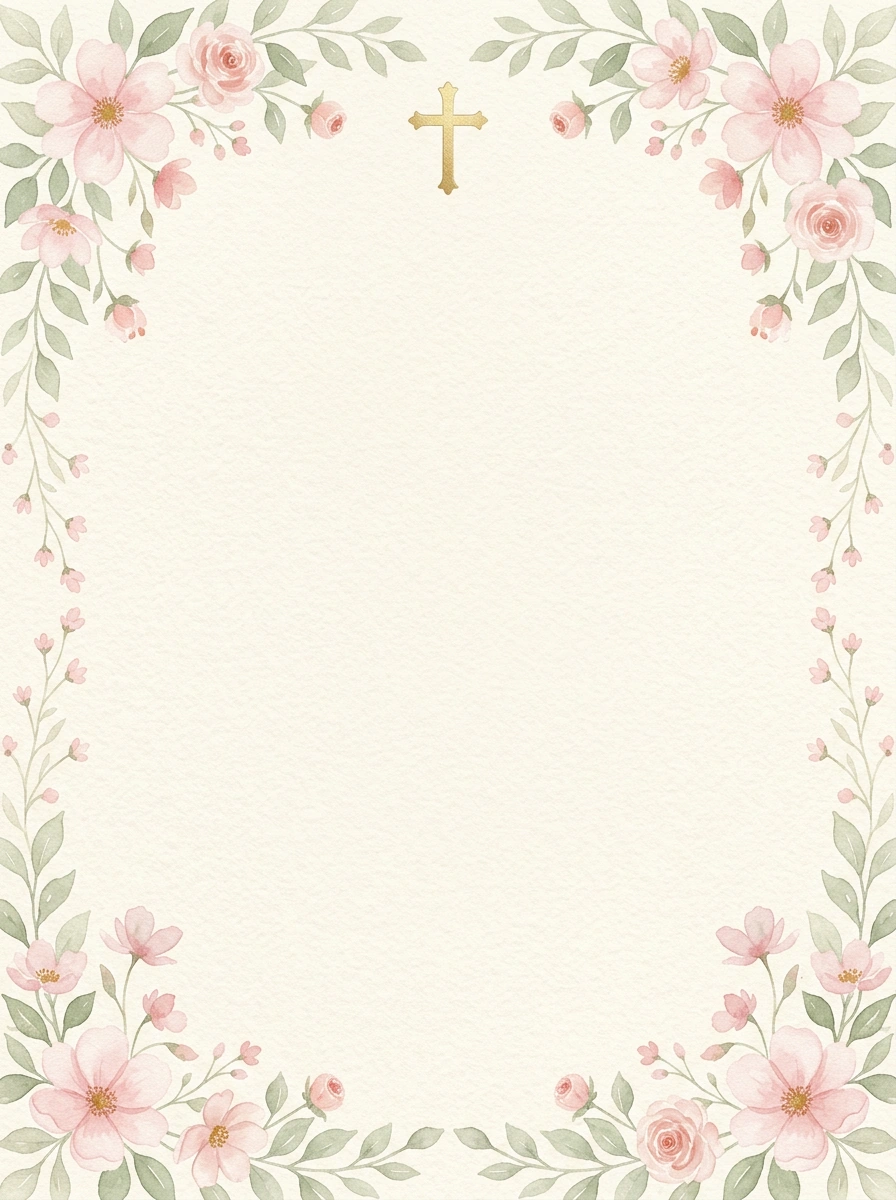 Baptism Pink Floral baptism invitation template