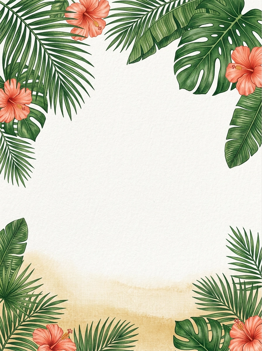 Tropical Palm — a free green save the date invitation template on InviteDrop