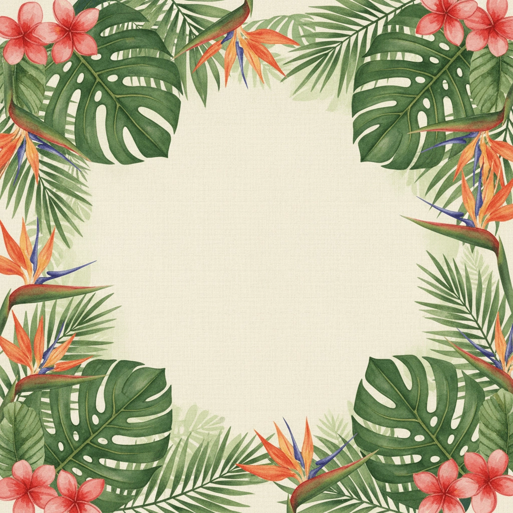 Tropical Monstera — a free green save the date invitation template on InviteDrop