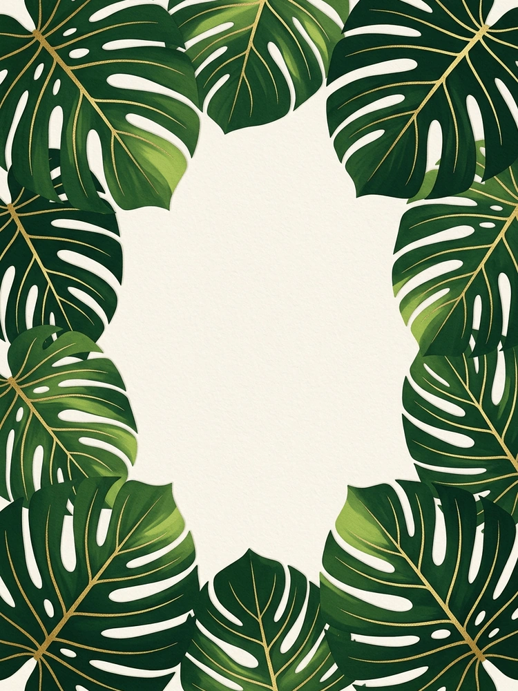 Tropical Monstera — a free green save the date invitation template on InviteDrop