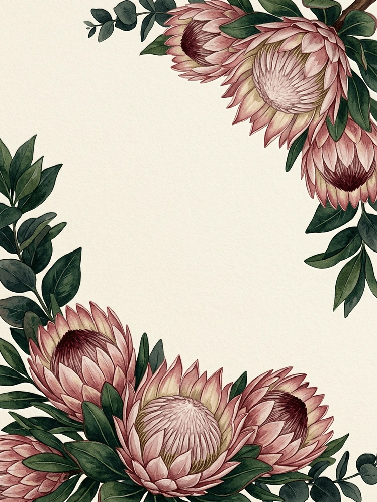 Protea Bold — a free botanical save the date invitation template on InviteDrop