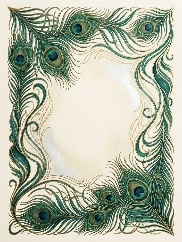 Art Nouveau Peacock — a free classic save the date invitation template on InviteDrop