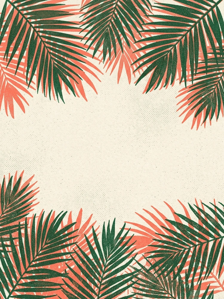 Risograph Palm — a free green save the date invitation template on InviteDrop