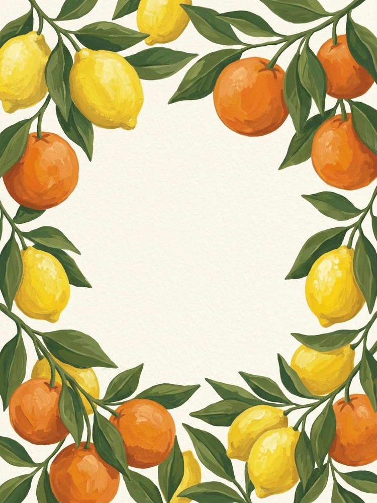 Gouache Citrus Grove — a free classic save the date invitation template on InviteDrop