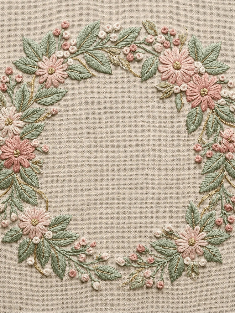 Embroidered Wreath — a free classic save the date invitation template on InviteDrop