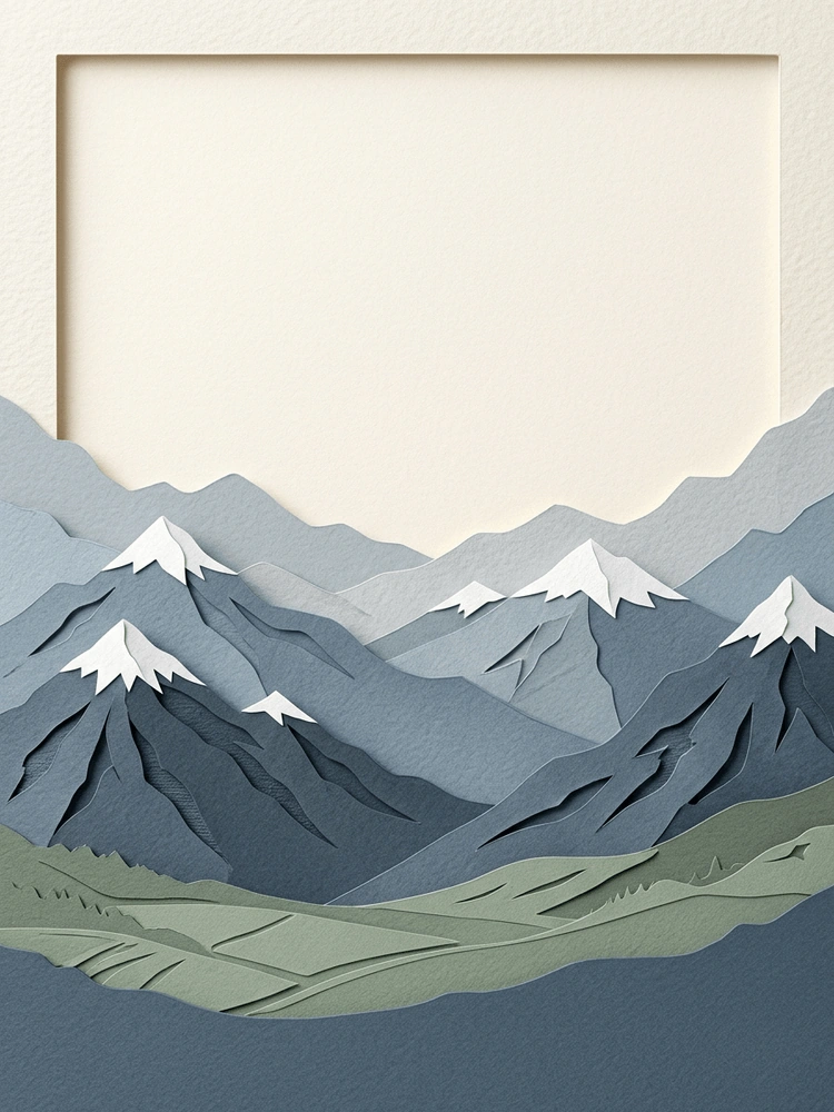 Paper Cut Mountains — a free classic save the date invitation template on InviteDrop