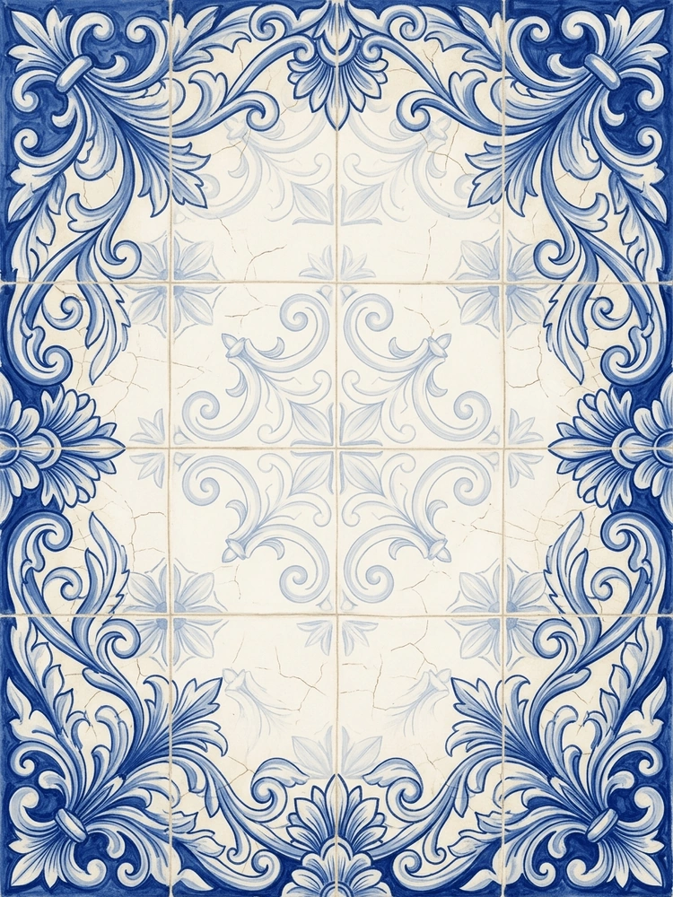 Azulejo Tile — a free classic save the date invitation template on InviteDrop
