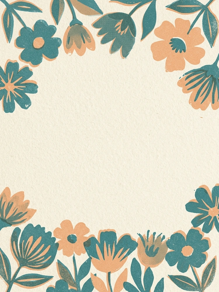 Screenprint Floral — a free classic save the date invitation template on InviteDrop