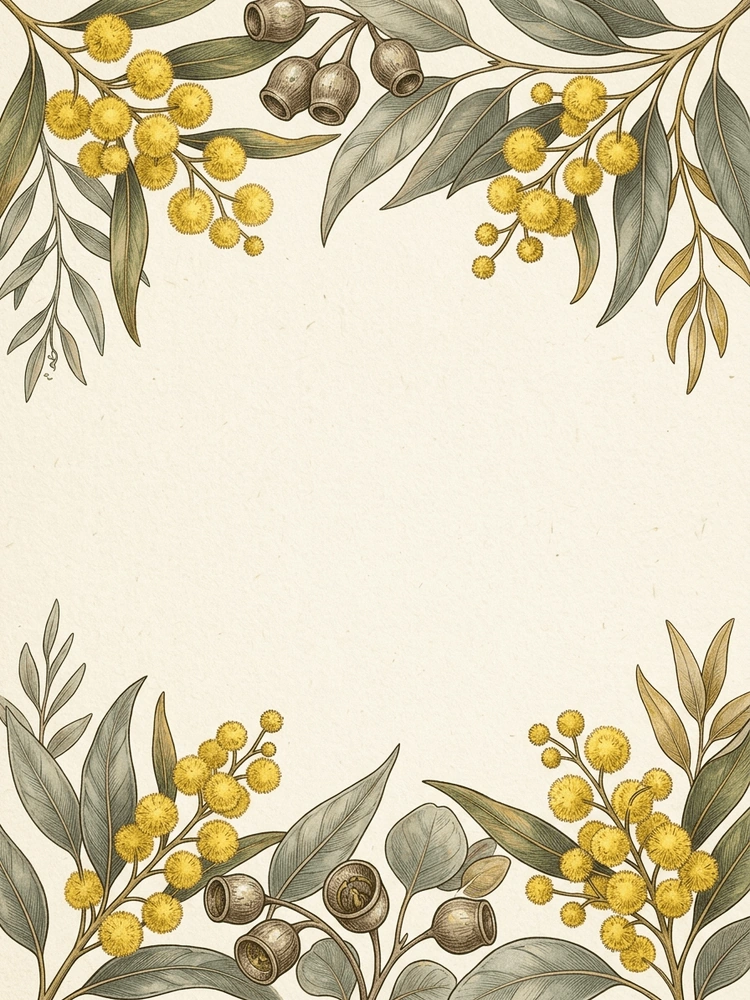 Gumnut & Wattle — a free botanical save the date invitation template on InviteDrop