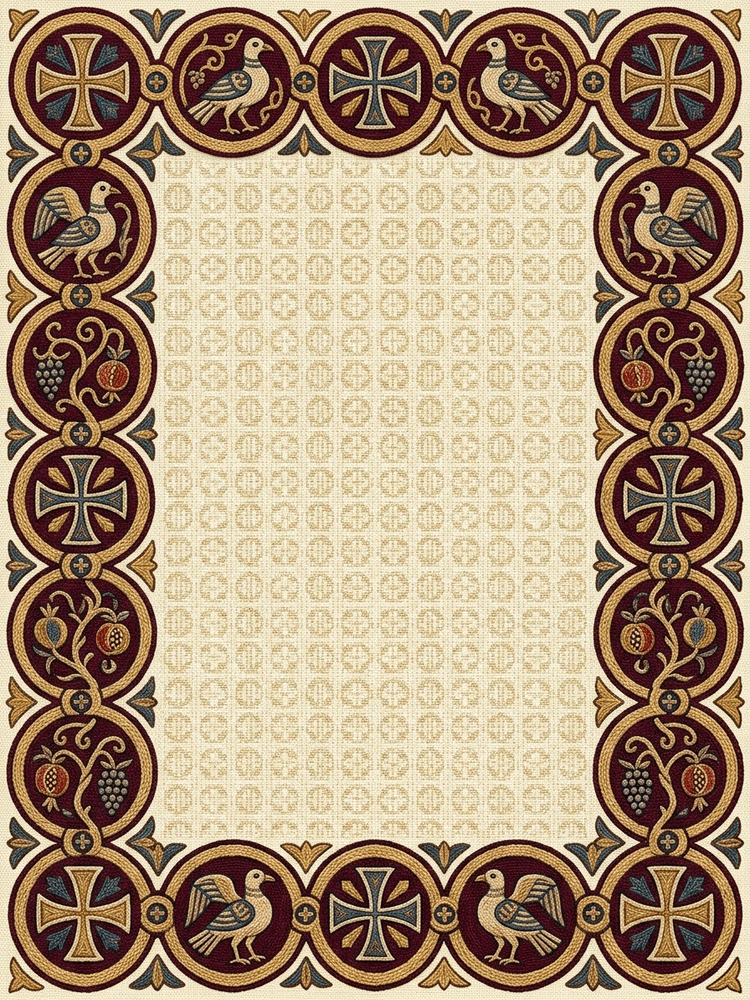 Coptic Textile — a free classic save the date invitation template on InviteDrop