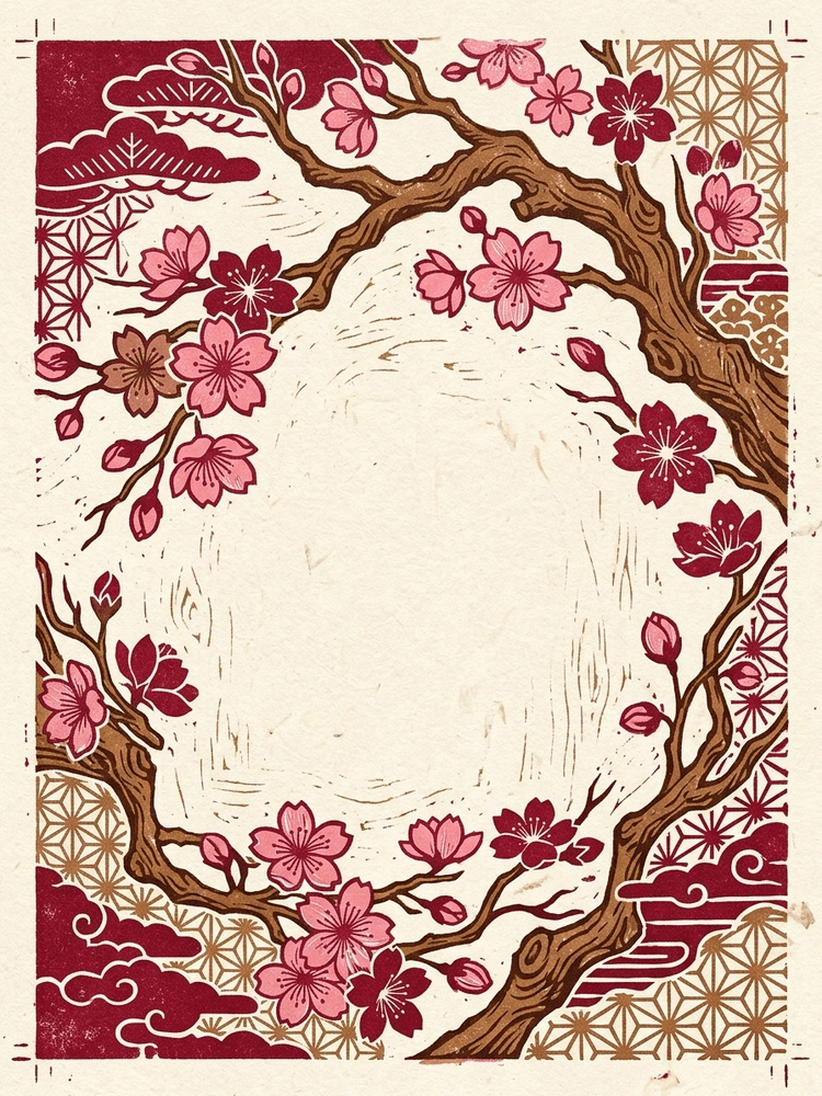 Woodblock Cherry — a free classic save the date invitation template on InviteDrop