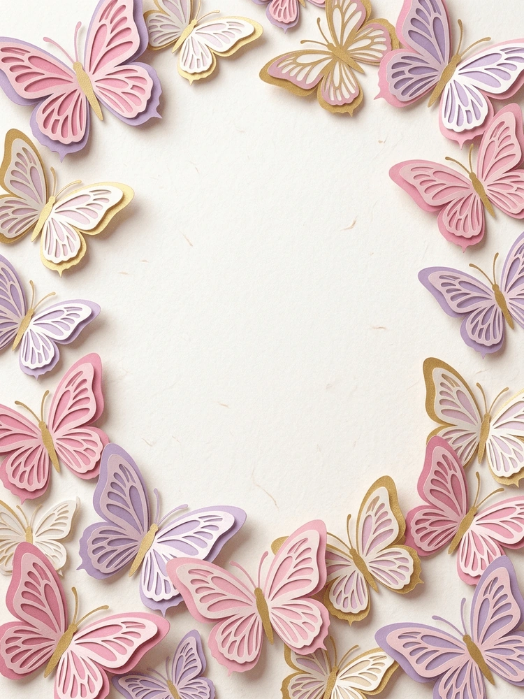 Paper Cut Butterflies sweet 16 invitation template