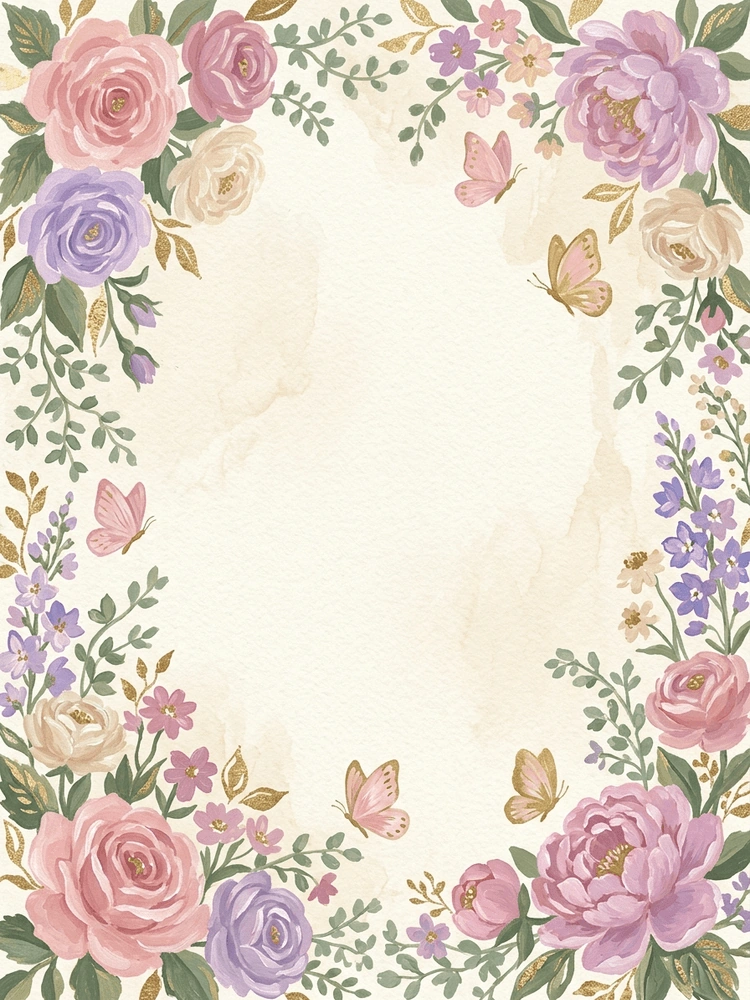Gouache Sweet Garden sweet 16 invitation template