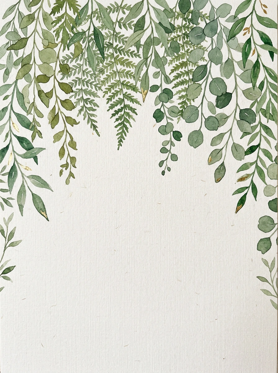Greenery Cascade — a free green wedding invitation template on InviteDrop