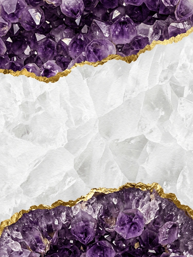 Amethyst Geode — a free gold wedding invitation template on InviteDrop