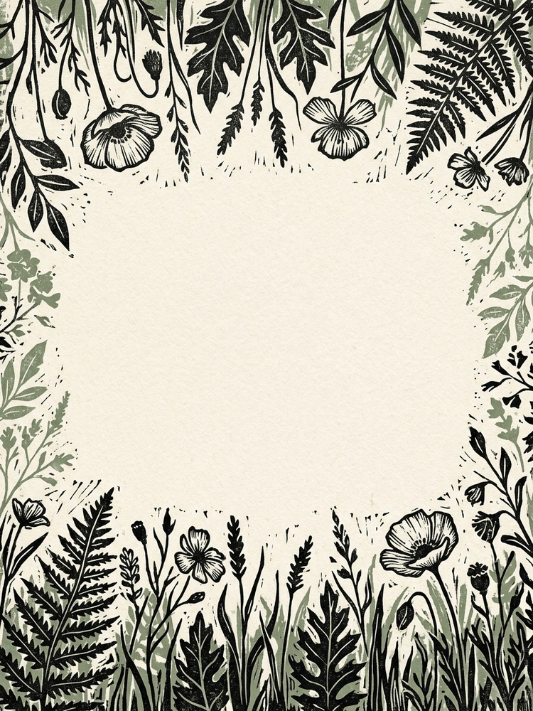Linocut Wildflower — a free classic wedding invitation template on InviteDrop