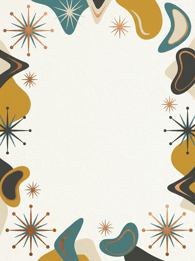 Mid-Century Atomic — a free gold wedding invitation template on InviteDrop