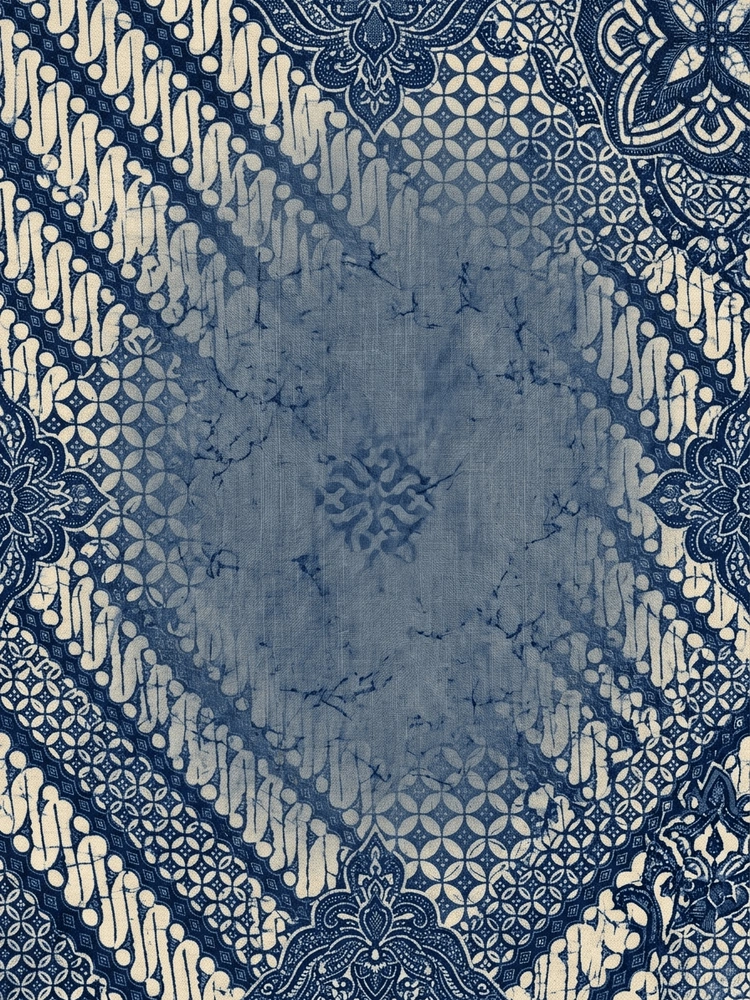 Batik Indigo — a free classic wedding invitation template on InviteDrop
