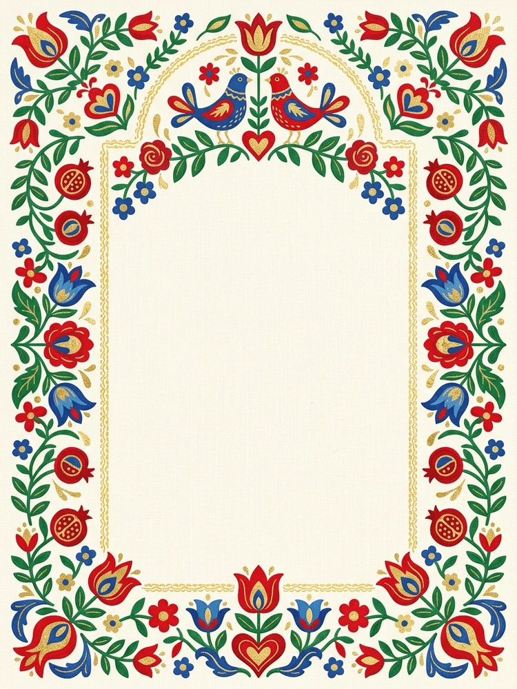 Folk Art Floral — a free classic wedding invitation template on InviteDrop