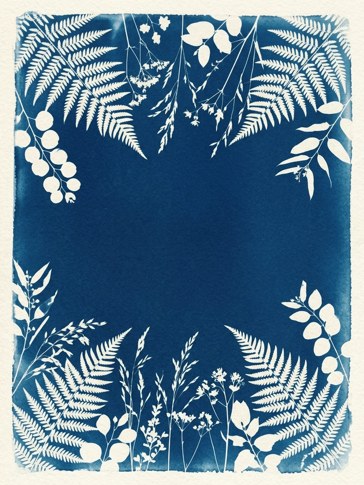 Cyanotype Fern — a free green wedding invitation template on InviteDrop