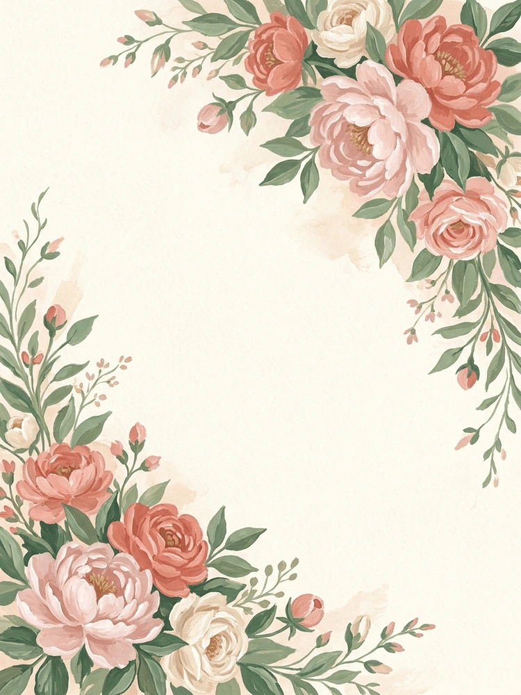 Gouache Peony — a free classic wedding invitation template on InviteDrop