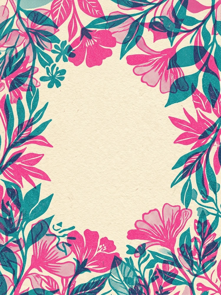 Risograph Botanical — a free classic wedding invitation template on InviteDrop