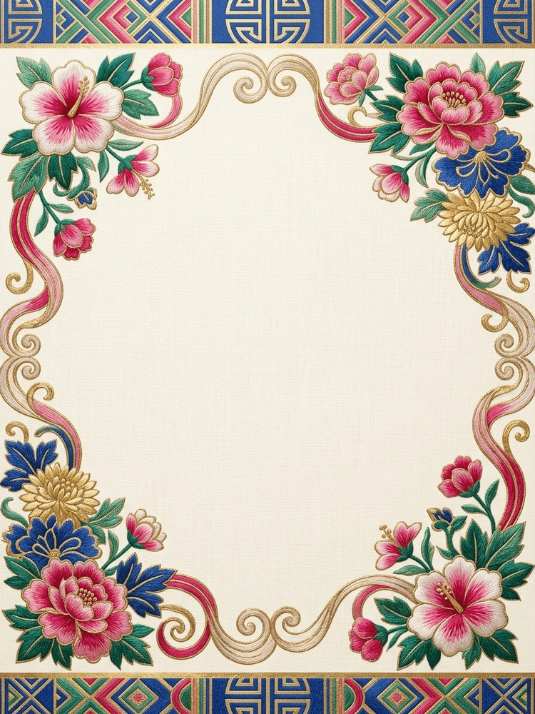 Hanbok Floral — a free classic wedding invitation template on InviteDrop