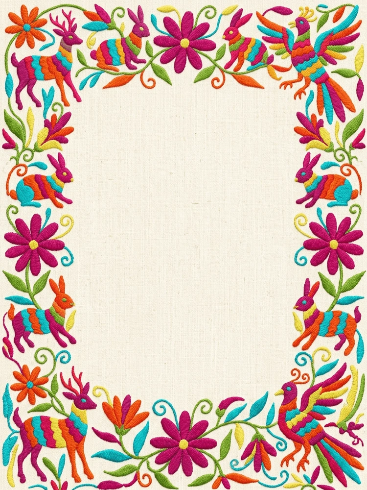 Otomi Embroidery — a free classic wedding invitation template on InviteDrop