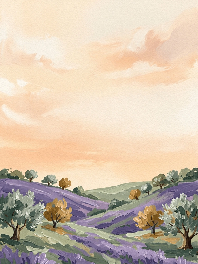 Gouache Hilltop — a free classic wedding invitation template on InviteDrop