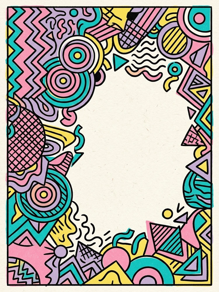 Memphis Geometry — a free classic wedding invitation template on InviteDrop