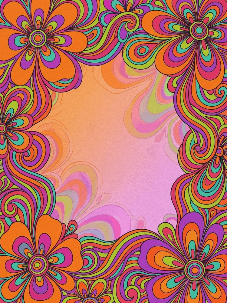 Psychedelic Bloom — a free classic wedding invitation template on InviteDrop