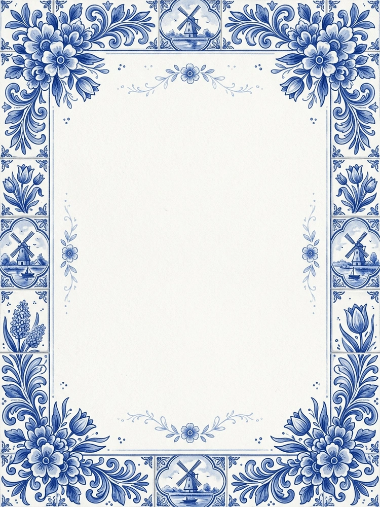Delft Garden — a free classic wedding invitation template on InviteDrop