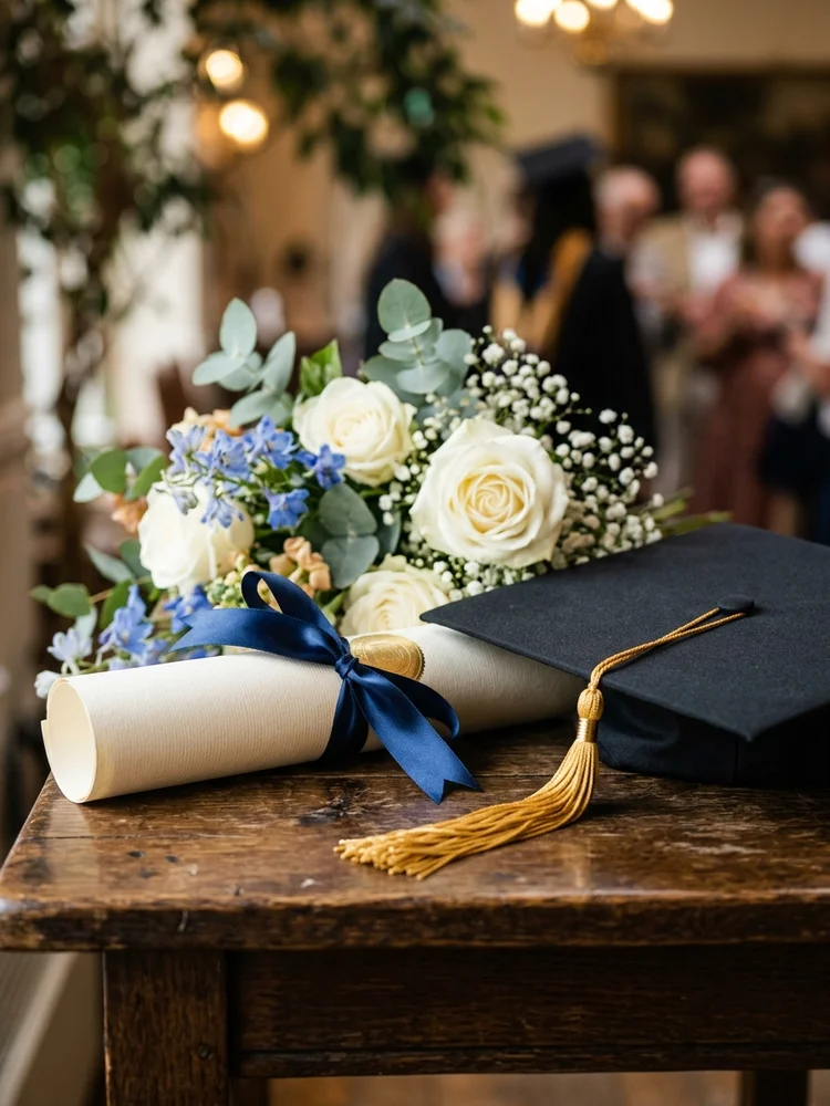 Centered Pride — a free elegant graduation invitation template on InviteDrop