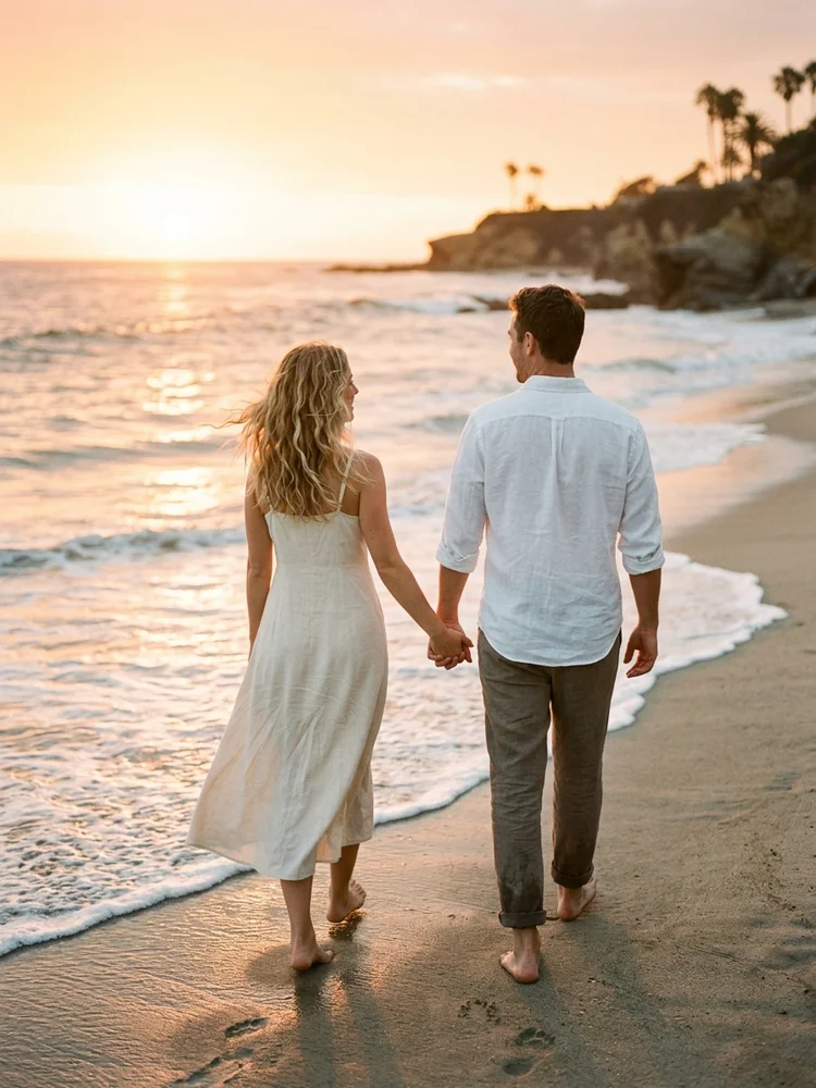 Sunset Script — a free neutral save the date invitation template on InviteDrop