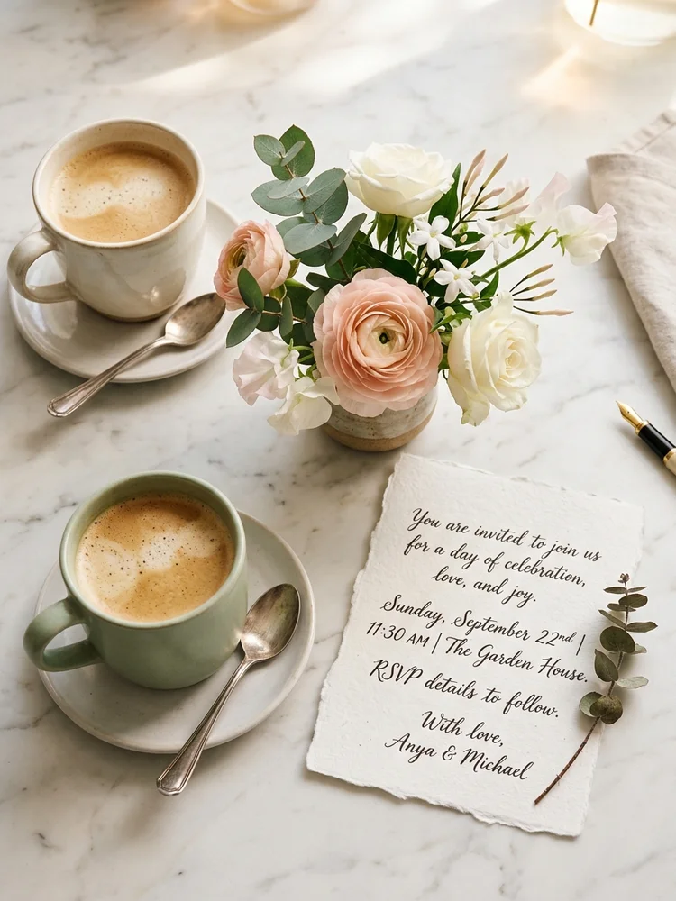 Opulent Center — a free neutral save the date invitation template on InviteDrop