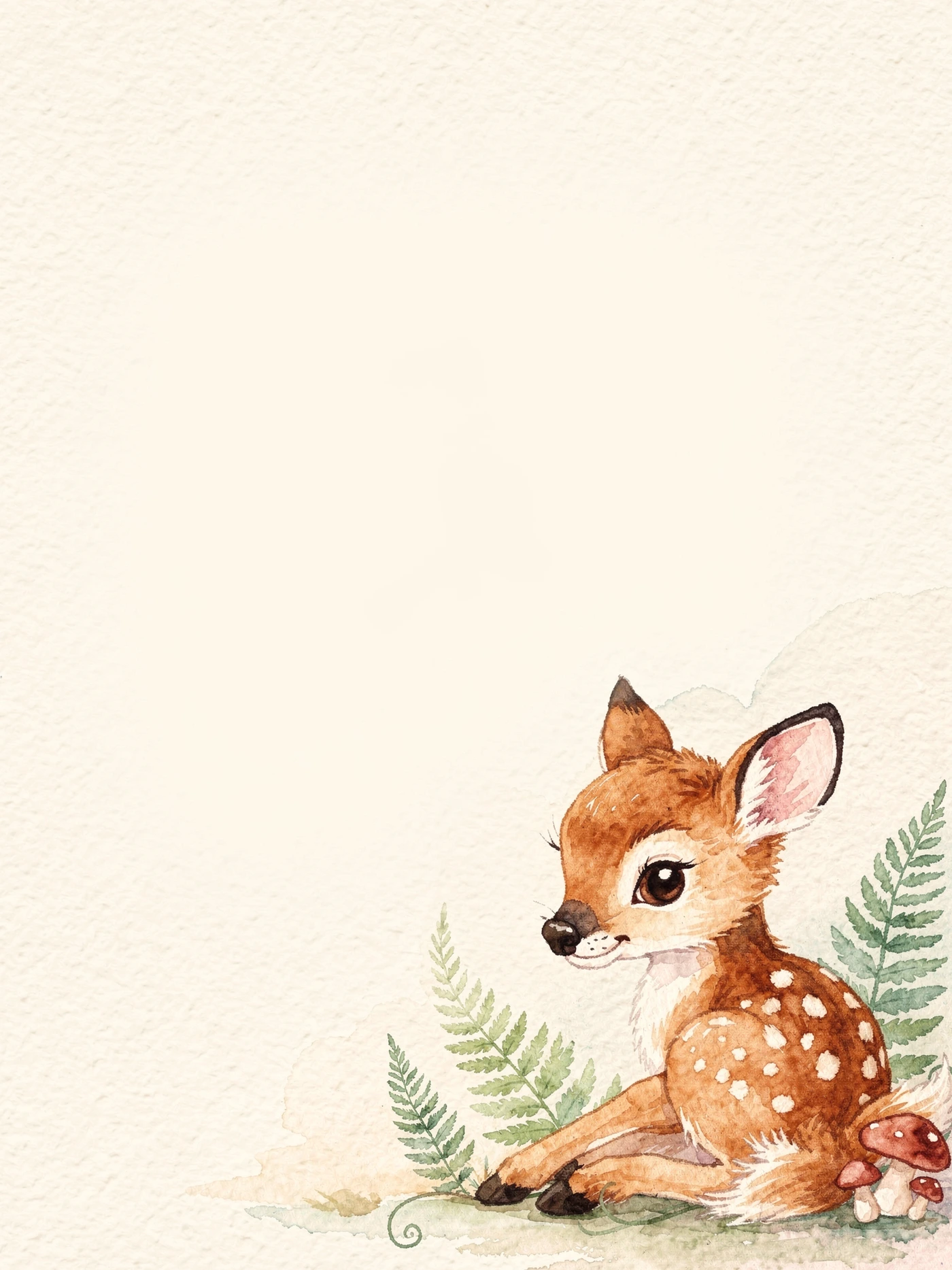 Fawn Woodland — a free watercolor baby shower invitation template on InviteDrop