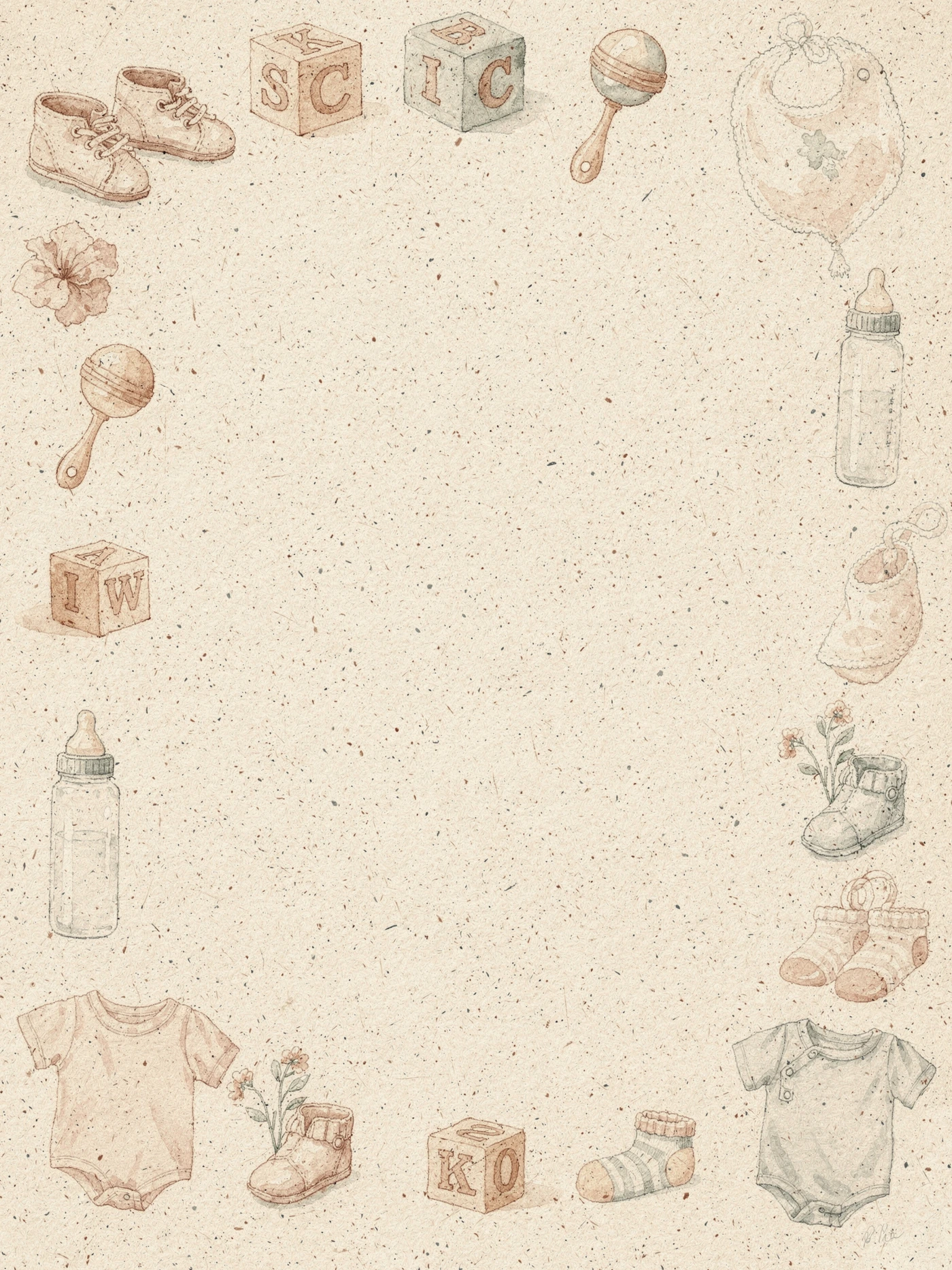 Baby Items — a free vintage baby shower invitation template on InviteDrop